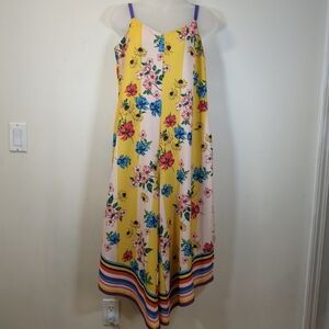 Beige By ECI Women's Wide Leg Yellow Floral Jumper , Size S